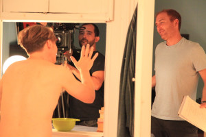 J.D. Oxblood (J.P. Porter) discusses the Roosevelt window shot with DP Claudio Rietti and Producer Steve Loff.